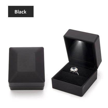 Scatola portagioie a LED con anello, porta orecchini di lusso con corona, ciondoli, espositore per proposta di matrimonio, scatola regalo, organizer per gioielli.