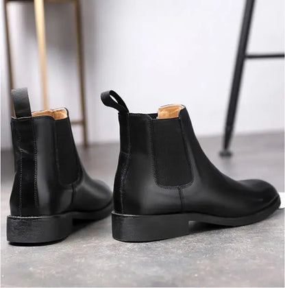 Stivali Chelsea classici retrò da uomo in vera pelle, stivaletti corti alla caviglia in stile britannico, scarpe casual alte da uomo