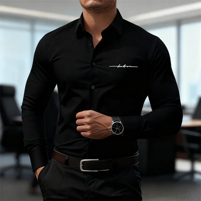 Camicie casual da uomo a maniche lunghe in tinta unita, vestibilità slim, abbigliamento formale senza stiratura, camicie personalizzate stampate in 3D, XS-6XL