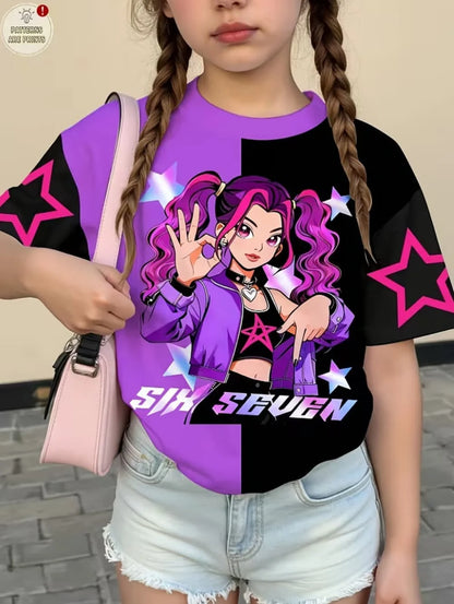 Magliette per bambini con stampa grafica di cartoni animati Kpop, regalo divertente per i fan, magliette Harajuku, top estivi a maniche corte, abbigliamento per bambini