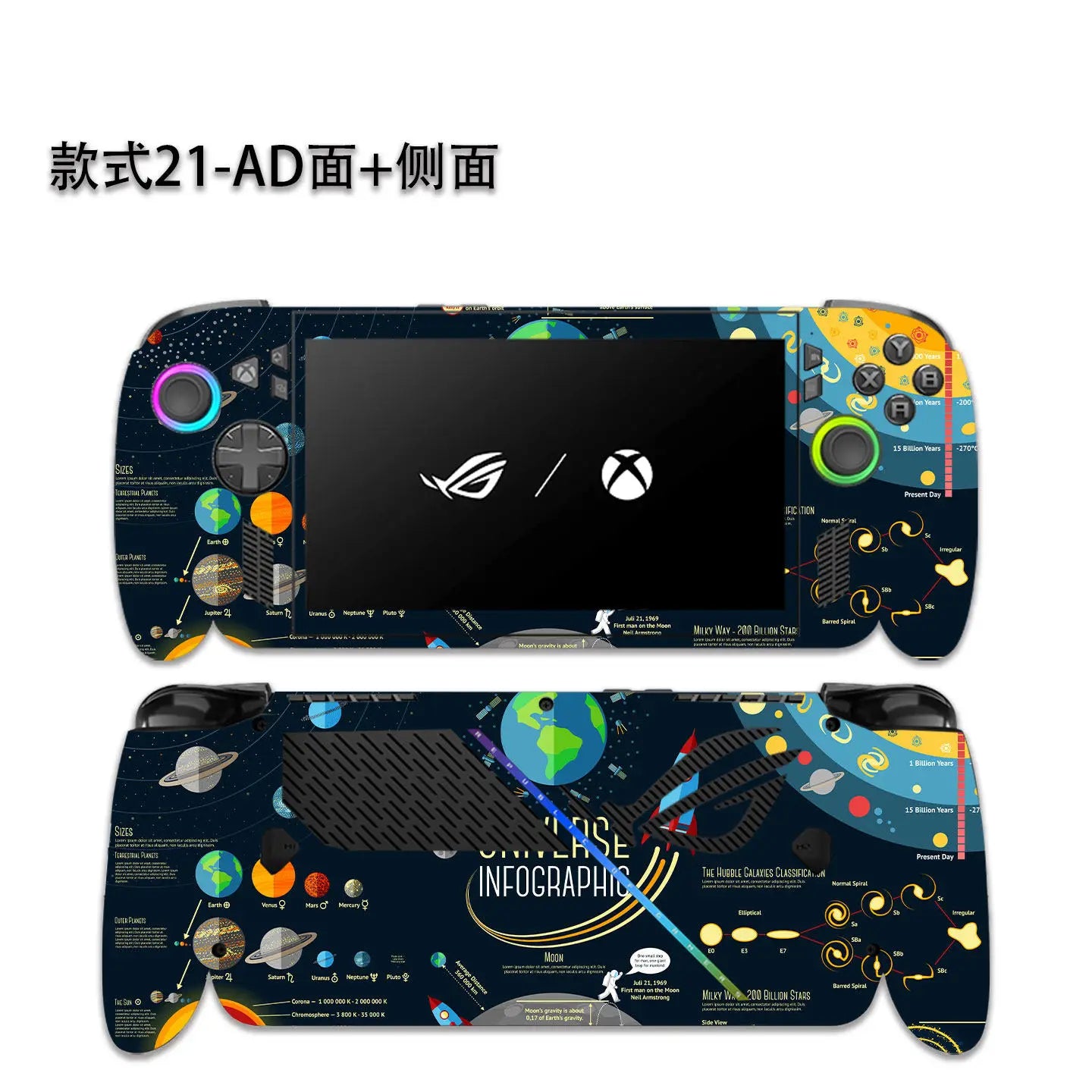 Pellicola protettiva pretagliata 1x Parte superiore + 1x Parte posteriore + Lati per Asus ROG XBOX ALLY X 7" Gen 2025 2024 2023