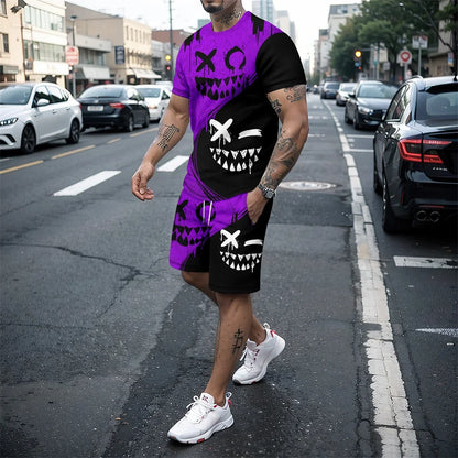 Completo da uomo 2024 nuovo stile hip hop con stampa 3D, vestibilità oversize, maniche corte, pantaloncini, abbigliamento sportivo estivo casual da uomo.