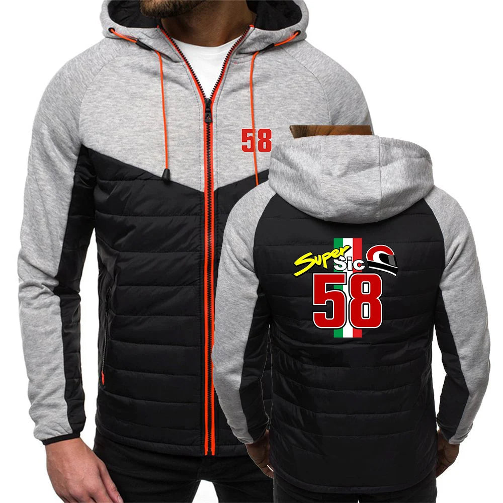 Felpe alla moda di tendenza 2025 Primavera e Autunno Giacca da uomo di design popolare Marco Simoncelli Super Sic 58 Logo Print Coat