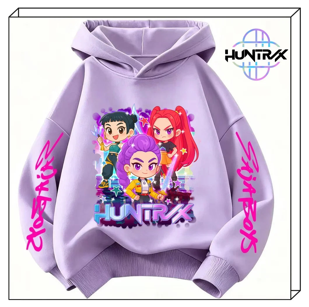 Felpa con cappuccio KPop Demon Hunters per bambini dai 3 ai 14 anni, con grafica Derpy, calda felpa autunnale