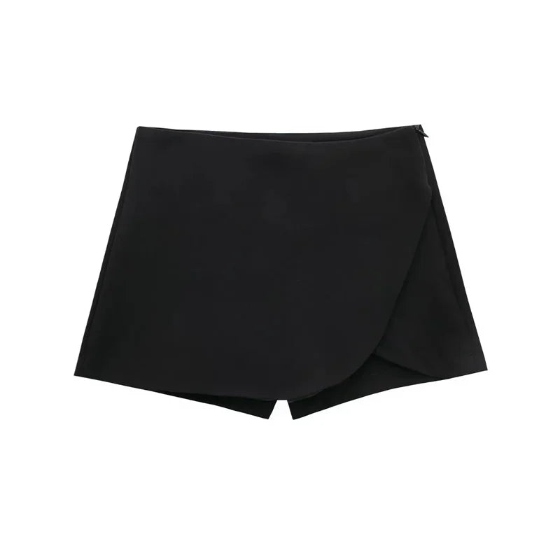 Black Mini Skirt Shorts Woman Fashion Asymmetric Skort For Women High Waist Short Skirts Woman Summer Casual Shorts