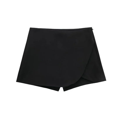 Black Mini Skirt Shorts Woman Fashion Asymmetric Skort For Women High Waist Short Skirts Woman Summer Casual Shorts