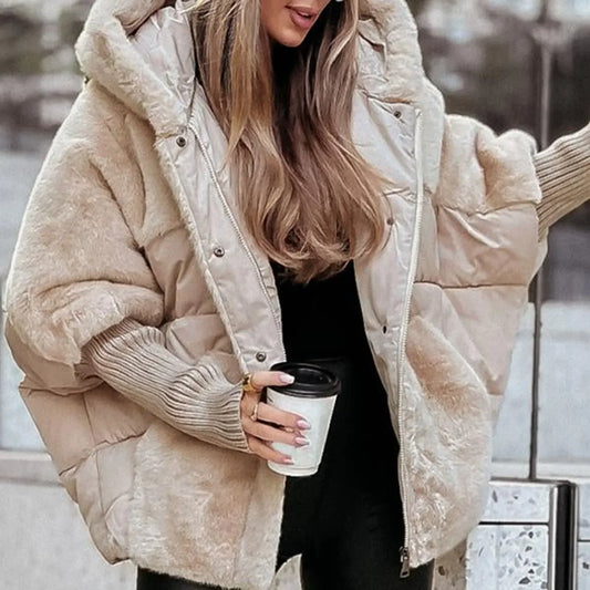2025ew Winter Women's Loose Cotton Coat Loose Leisure   Coat Comfort Chic Long Sleeve Women's Hooded Jacket