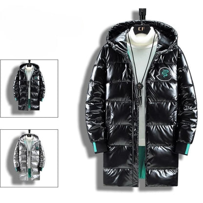Breathable Down Filled Coat for Men Waterproof Glossy Surface Korean Trendy Winterwear with Reinforced Stitching