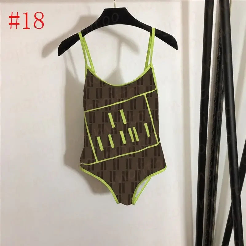 The 2025 high-waisted bikini letter print swimsuit is the latest V-neck swimsuit for women in summer