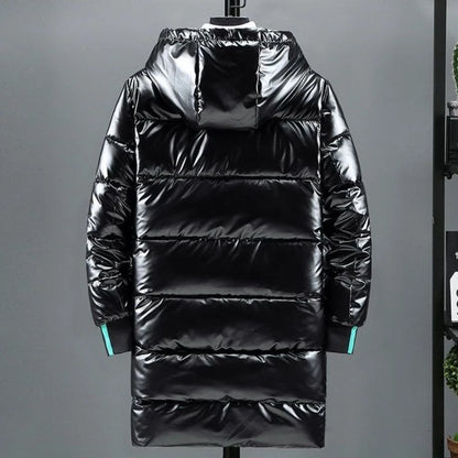 Breathable Down Filled Coat for Men Waterproof Glossy Surface Korean Trendy Winterwear with Reinforced Stitching