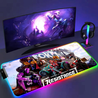 Tappetino per mouse RGB XXL F-Fortnite-E Tappetino per scrivania a LED Accessori per PC Gaming Tappetino per mouse grande Tappetino per tastiera da gaming per computer Tappetino per scrivania da gaming