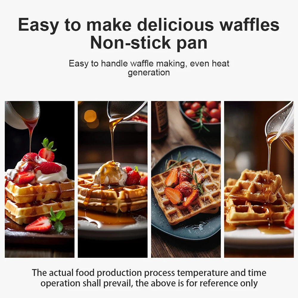 Piastra per waffle con piastre antiaderenti, alloggiamento Cool Touch, indicatori di accensione e spegnimento, macchina per la colazione, avvolgicavo, 750 W.
