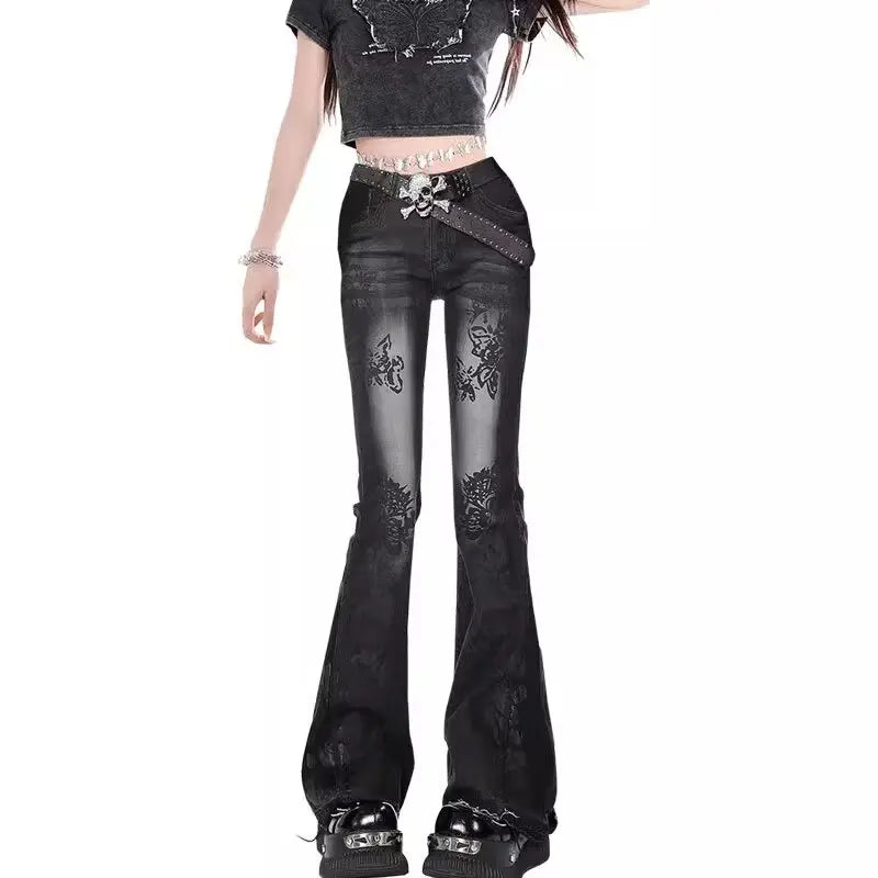 Jeans a zampa per donna, Jorts Jeans Pantaloni Donna, Stile Shoujo Girl, Abbigliamento Primaverile Donna, Coquette Jean, Abbigliamento Baggy Y2k, Denim