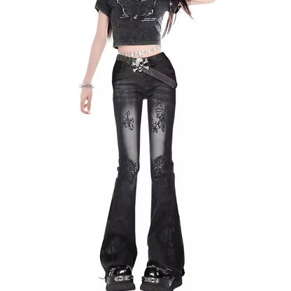 Jeans a zampa per donna, Jorts Jeans Pantaloni Donna, Stile Shoujo Girl, Abbigliamento Primaverile Donna, Coquette Jean, Abbigliamento Baggy Y2k, Denim