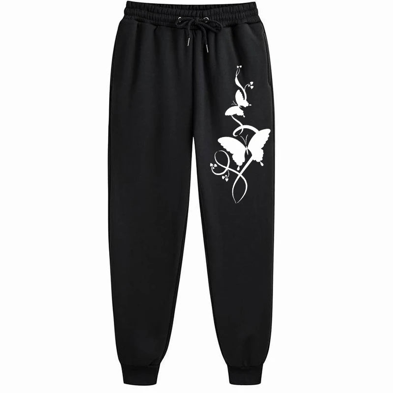 Pantaloni da donna casual e versatili con stampa, pantaloni hip hop alla moda con coulisse e tasche, pantaloni della tuta
