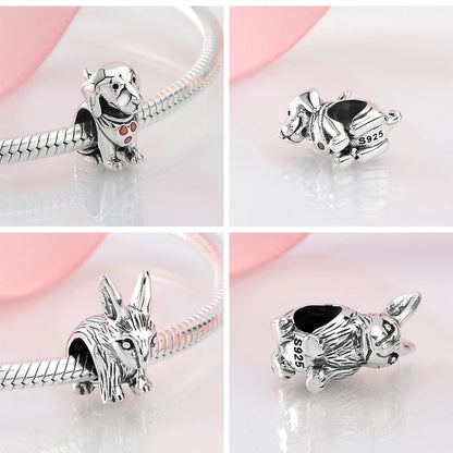 100% autentico argento sterling 925, cuore rosa, perline di zirconi trasparenti, compatibile con i charm europei originali, braccialetti e creazione di gioielli