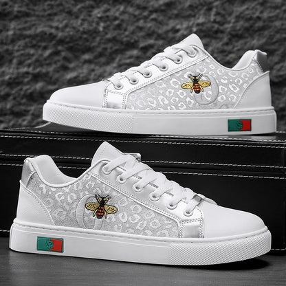 Sneakers casual da uomo, scarpe punk dorate con tomaia in microfibra e pelle, scarpe sportive con plateau rialzato.