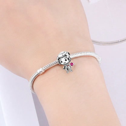 Orstarry 925 Argento Sterling Coppia Dottori Personaggi dei Cartoni Animati Perline Ciondoli Originali Braccialetti Charm Gioielli Feste Fai da Te Regali