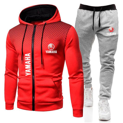 The popular Yamaha logo two-piece men's sportswear for 2025, running clothes, sportswear, hooded sweatshirt, zipper sweatshirt,