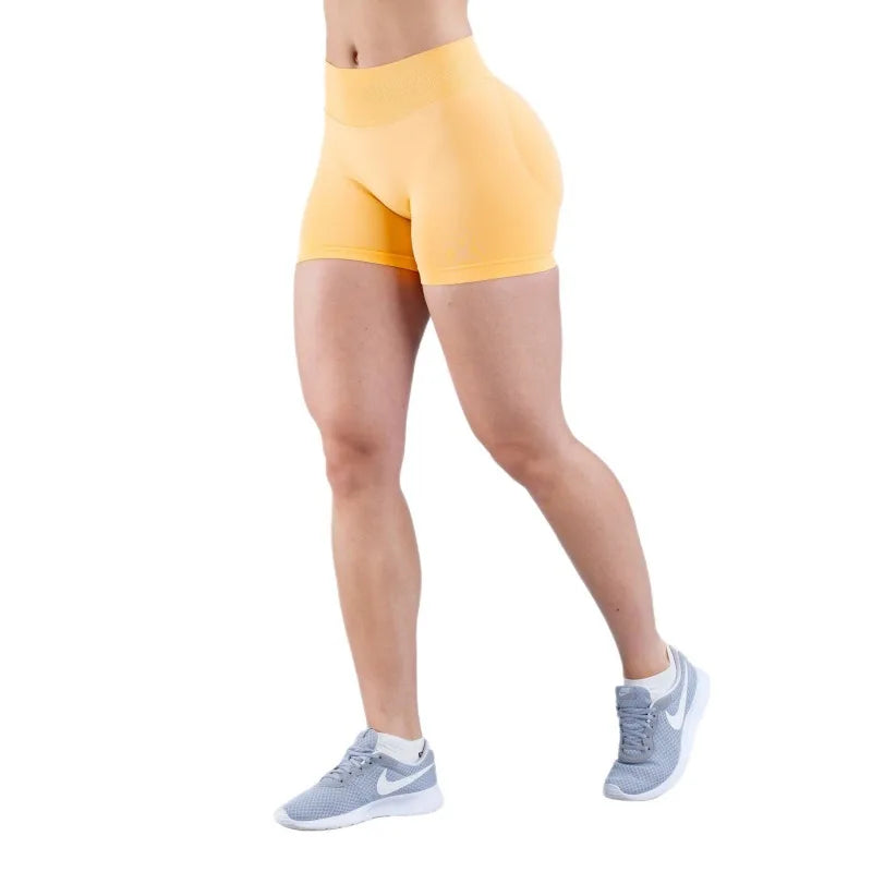 Nuovi pantaloncini da palestra, pantaloncini da ciclista per allenamento, pantaloncini Impact con logo, pantaloncini da yoga a vita bassa senza cuciture, abbigliamento fitness elasticizzato e arricciato.
