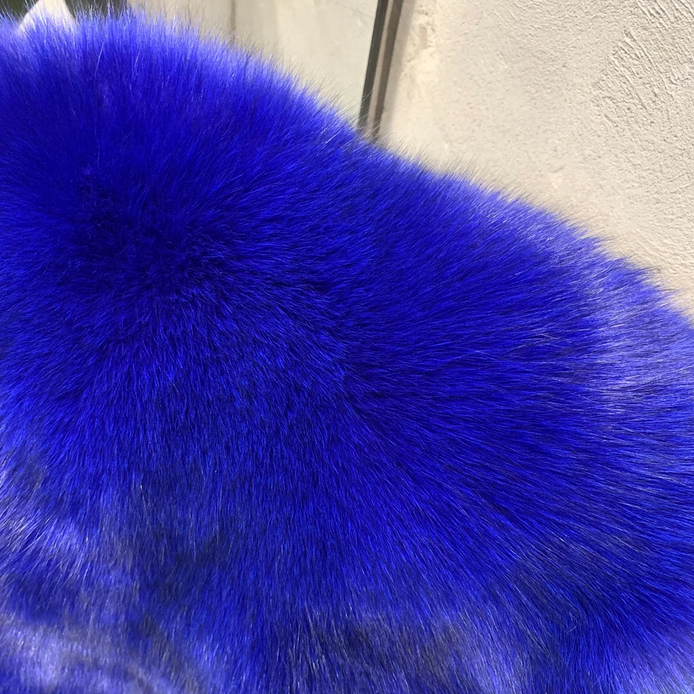 # Giacca in pelliccia di volpe dorata da donna, cappotto corto in vera pelliccia di volpe, manica lunga, in tessuto di pelliccia naturale con colletto