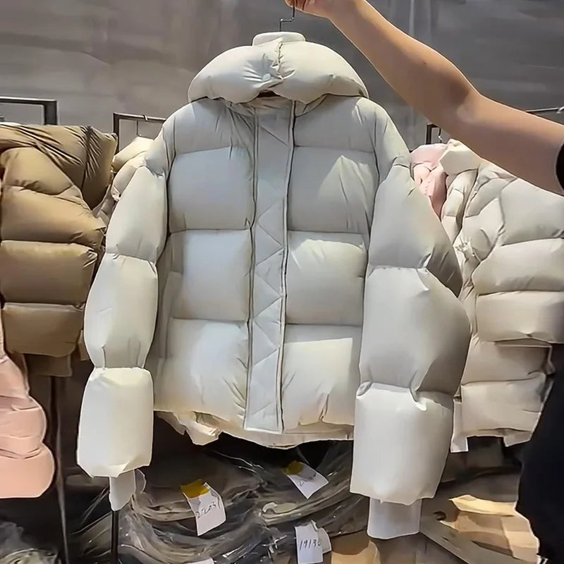 New Winter Puffer Jacket Women Fashion Hooded Down Cotton Overcoat Female Loose Casual Warm Parkas Outerwear
