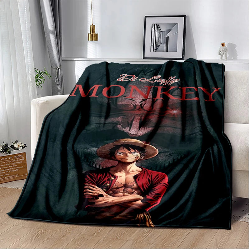 Coperta in flanella 3D One P-Piece con cartoni animati e anime, morbida e calda, ideale per camera da letto, soggiorno, campeggio, picnic, ufficio e come regalo per bambini.
