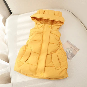 Gilet da bambino autunno/inverno 2-6 anni, caldo, tinta unita, senza maniche, con cappuccio e cerniera, gilet da bambina, regalo di compleanno, abbigliamento per bambini