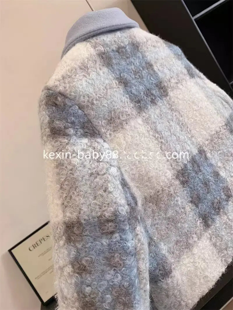 Completi Autunno Inverno Abbigliamento per Bambini Spessi Completo Principessa per Bambini 2 Pezzi Moda Bambina Cappotto Blu Caldo + Gonna A Plisse Eleganza Caldo