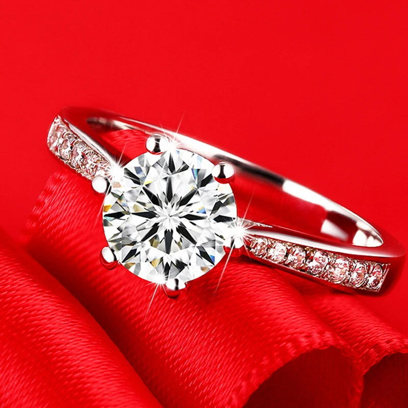 Anelli di lusso YHAMNI in oro bianco 18 carati, anello in argento massiccio 925 al 100%, fede nuziale con zirconi e diamanti di alta qualità per donna, regalo di gioielleria.