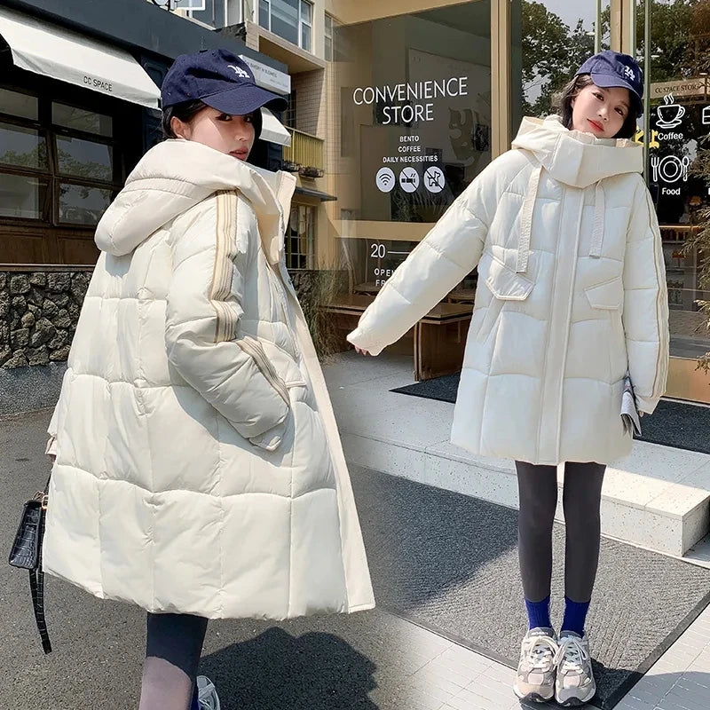 Down Cotton Jacket 2024 New Korean Version Loose Student Ladies Winter Parka Coat Elegant Temperament Cotton Padded Lady Coat