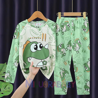 Pigiama per bambini dai 2 ai 14 anni, completo a maniche lunghe per primavera e autunno, set pigiama per bambini con motivo a cartoni animati Stitch, abbigliamento da casa comodo e casual per ragazzi e ragazze.