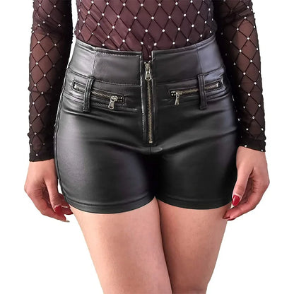 Casual leather shorts women's wholesale 2025 spring and autumn new women's casual short pants solid color D66-455