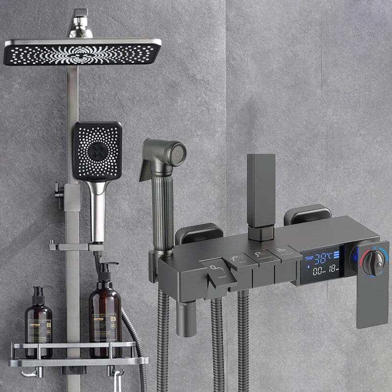 Piano Digital Display Thermostatic Bathroom Shower Set Hot Cold Brass Bathroom Faucets Accessories Digital Piano Shower System