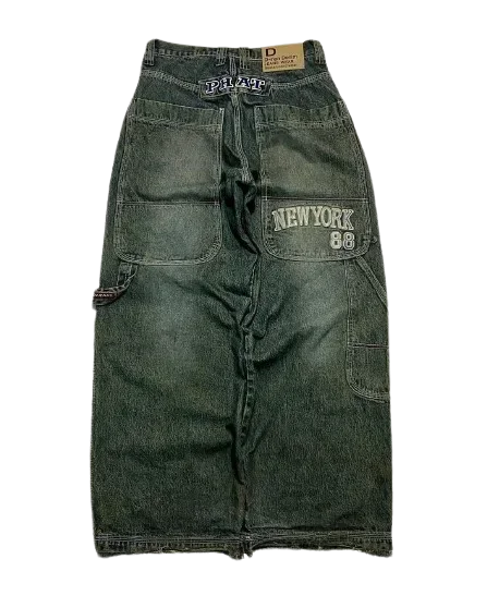 2024 Nuova tendenza americana 2024 Jeans larghi con ricamo hip-hop retrò per uomo e donna Y2K Harajuku Gothic Streetwear