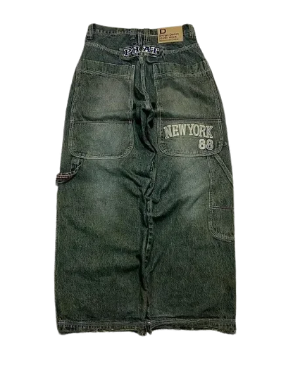 2024 Nuova tendenza americana 2024 Jeans larghi con ricamo hip-hop retrò per uomo e donna Y2K Harajuku Gothic Streetwear