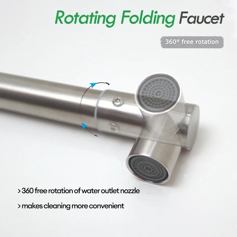 Kitchen Telescopic Folding Faucet Single Handle Water Tap Washbasin Faucet Deck Mounted Sink Faucet Bathroom Accessories