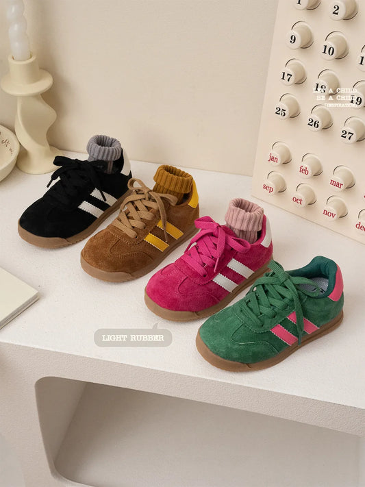 Nuove scarpe casual per bambini primavera autunno, maschietti e femminucce, scarpe di qualità in vera pelle di maiale, scarpe morbide per camminare.