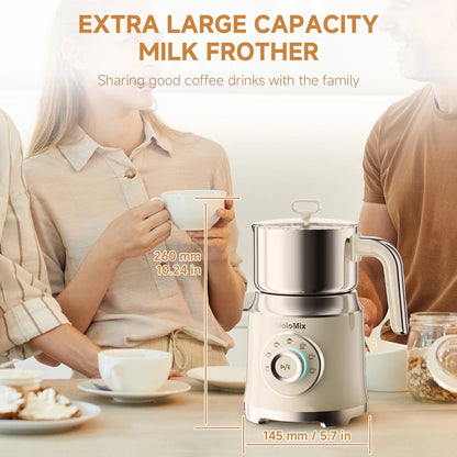 BioloMix 7 in 1 Steamer, montalatte elettrico staccabile, schiumatore automatico caldo/freddo per caffè e cioccolata calda, lavabile in lavastoviglie