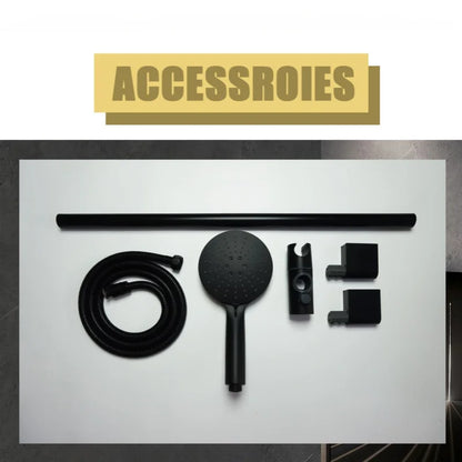 Black Shower Column Set Bathroom Accessories Shower Head  Wall Mount Slider Adjustable Shower Head Rail Lift Slide Mount
