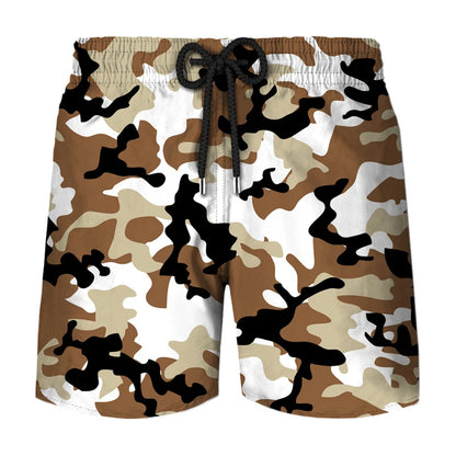 Pantaloncini sportivi da uomo con stampa 3D mimetica per cosplay, ideali per attività all'aperto, corsa, spiaggia, traspiranti, con elastico in vita.