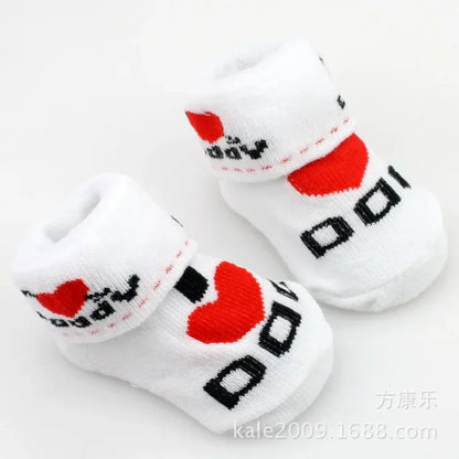 Calzini primaverili ed estivi in cotone morbido e caldo per neonati e bambini, con stampa di lettere, accessori per abbigliamento infantile.