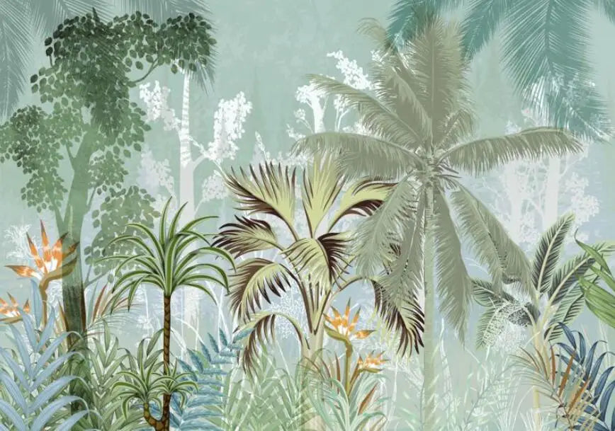 Nordic banana leaf jungle wallpaper Living room sofa bedroom background wall paper Tropical greenery photo wallpaper mural