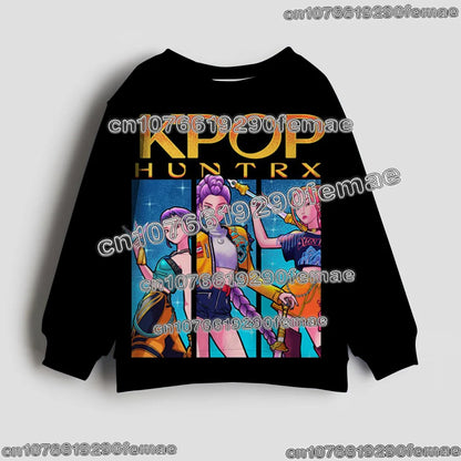 Maglione per bambini con motivo KPOP Demon Hunter Huntrix 2026, maniche lunghe, alla moda, casual, per primavera e autunno.