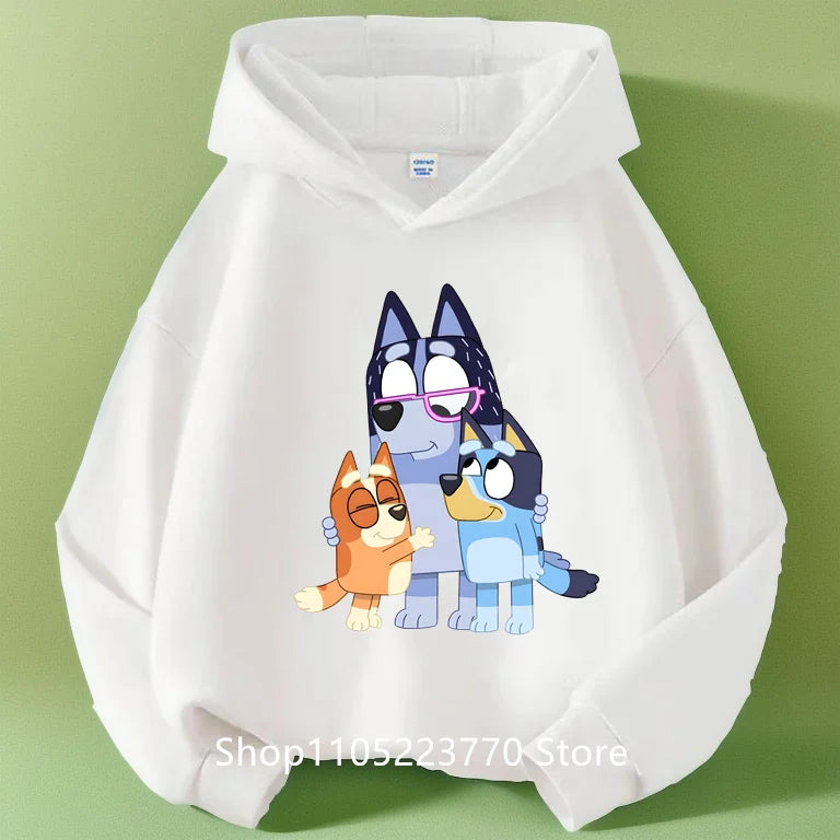Felpa con cappuccio Bluey per bambini dai 4 ai 14 anni, autunno/inverno, calda e accogliente, con stampa di cartoni animati e anime, ideale per maschietti e femminucce.