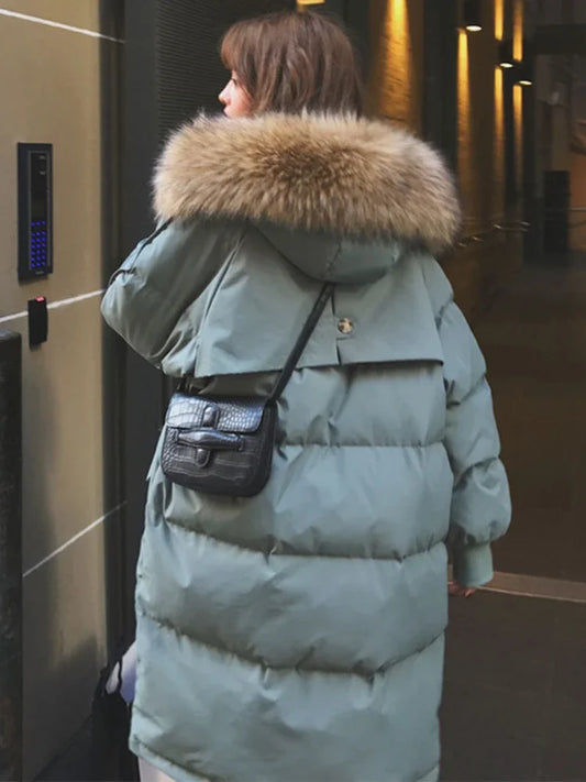 Autumn Winter Jacket Women Solid Color Clothes Vintage Warm Coat Female Women's Down Cotton Thick Long Parkas Over Sized