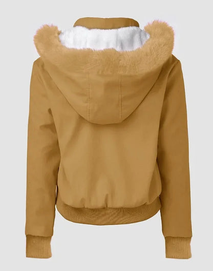Giacca da donna corta Streetwear Moda versatile Casual Cerniera Spessa Maniche lunghe Cappotti con cappuccio per donna 2024 Autunno/Inverno
