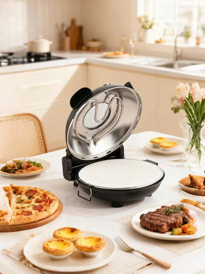 Forno elettrico per pizza YIBAKE da 12 pollici, antiaderente, per interni, con pietra in ceramica, riscalda fino a 420°C per deliziosi set da pizzeria al forno
