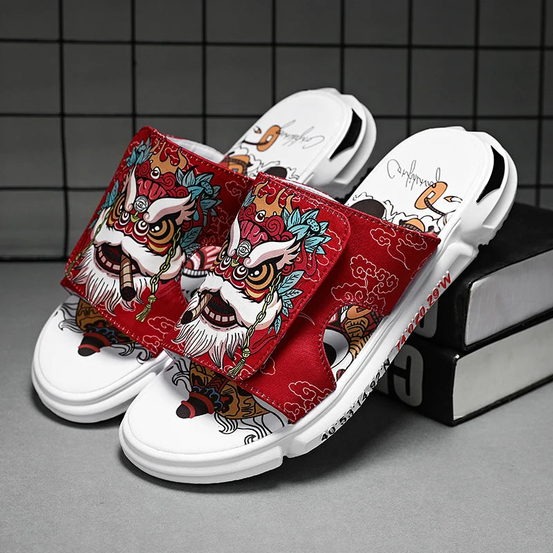 Pantofole da uomo alla moda per interni ed esterni, stile strada, spiaggia, stile coppia, infradito antiscivolo, morbide, leggere, estive, casual.