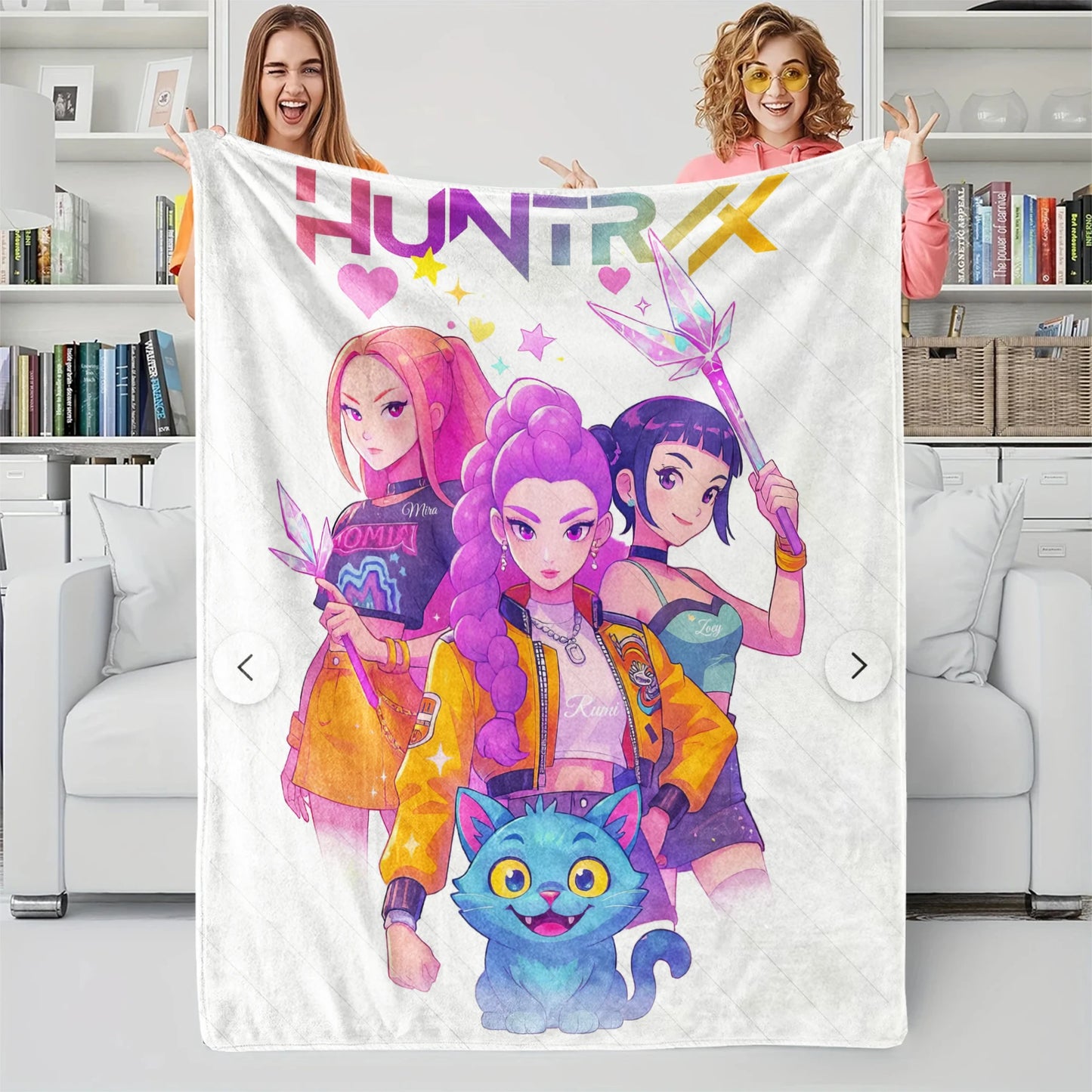 1pcs Cute Huntrix Cat K Pop Flannel Blanket Cozy Throw For Girls Bedroom Holiday Use